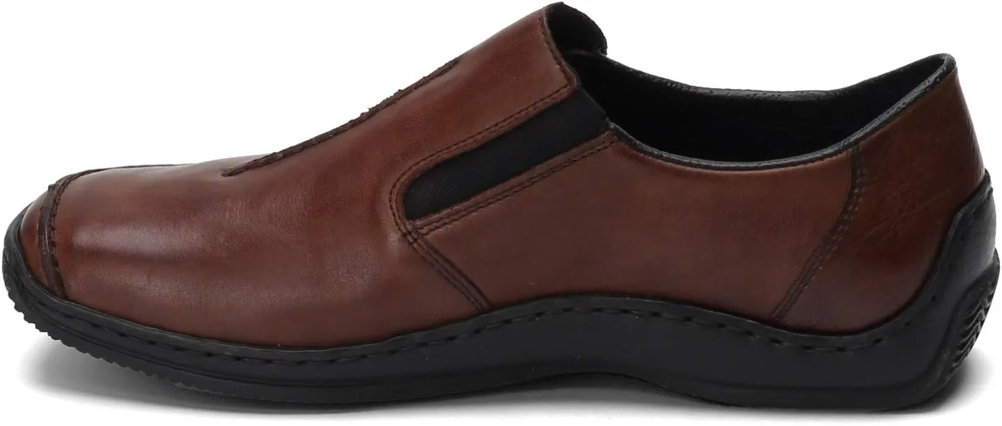 Rieker L1751 Celia Leather Slip-On Women’s Shoes - Comfortable High-Coverage Loafers with Elegant Stitch Detailing, Anti-Stress and Flexible Everyday Support