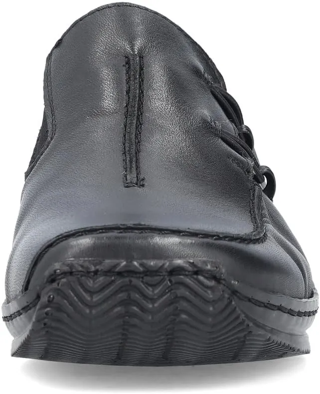 Rieker L1751 Celia Leather Slip-On Women’s Shoes - Comfortable High-Coverage Loafers with Elegant Stitch Detailing, Anti-Stress and Flexible Everyday Support