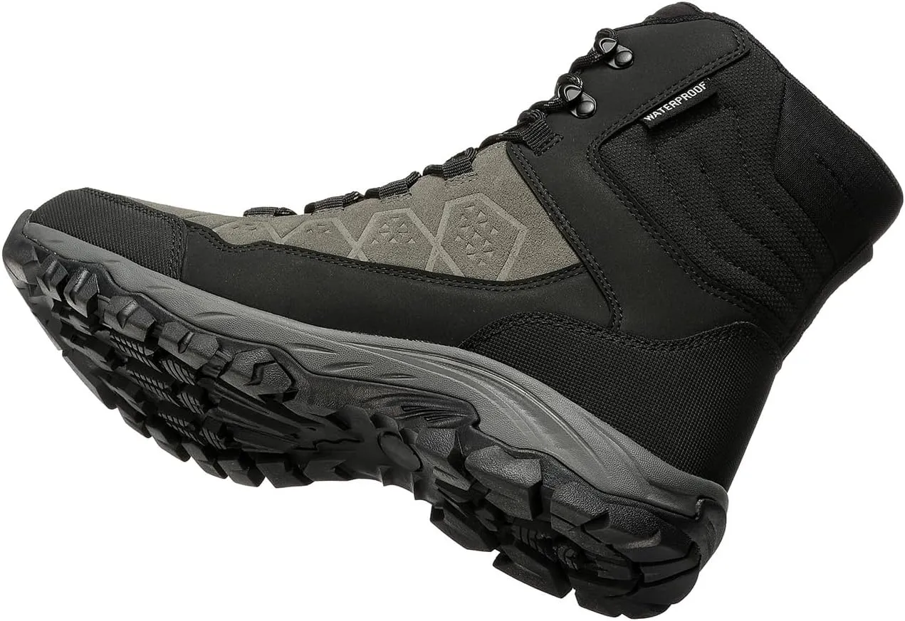 ROCKMARK Men's Warm Snow Boots, Fur Lined Waterproof Winter Shoes, Outdoor Anti-Slip Lightweight Snow Boots
