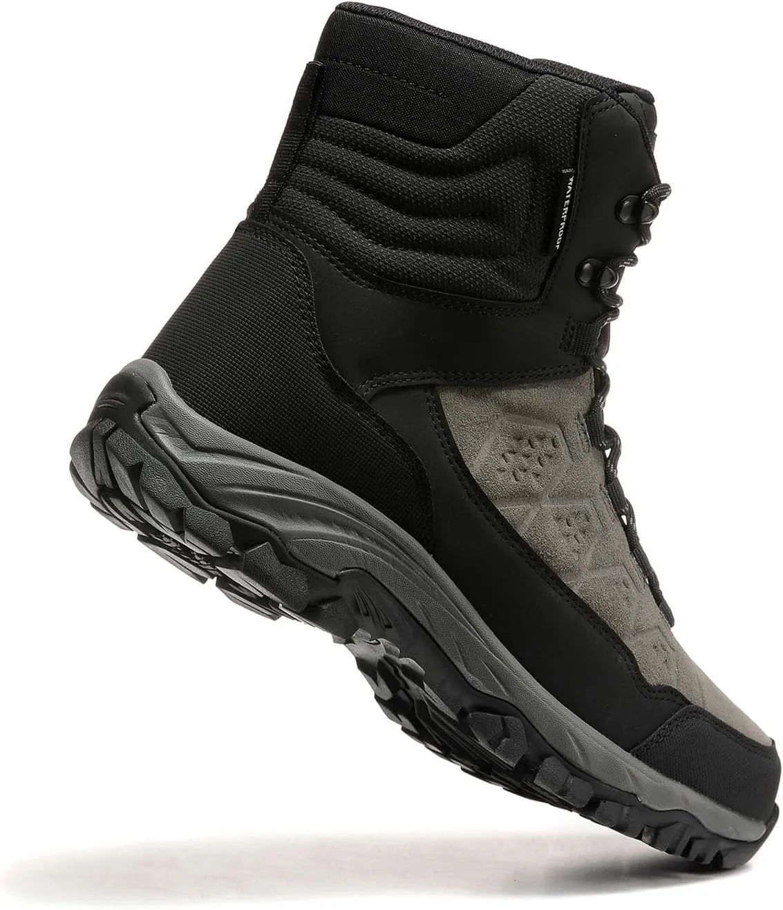 ROCKMARK Men's Warm Snow Boots, Fur Lined Waterproof Winter Shoes, Outdoor Anti-Slip Lightweight Snow Boots