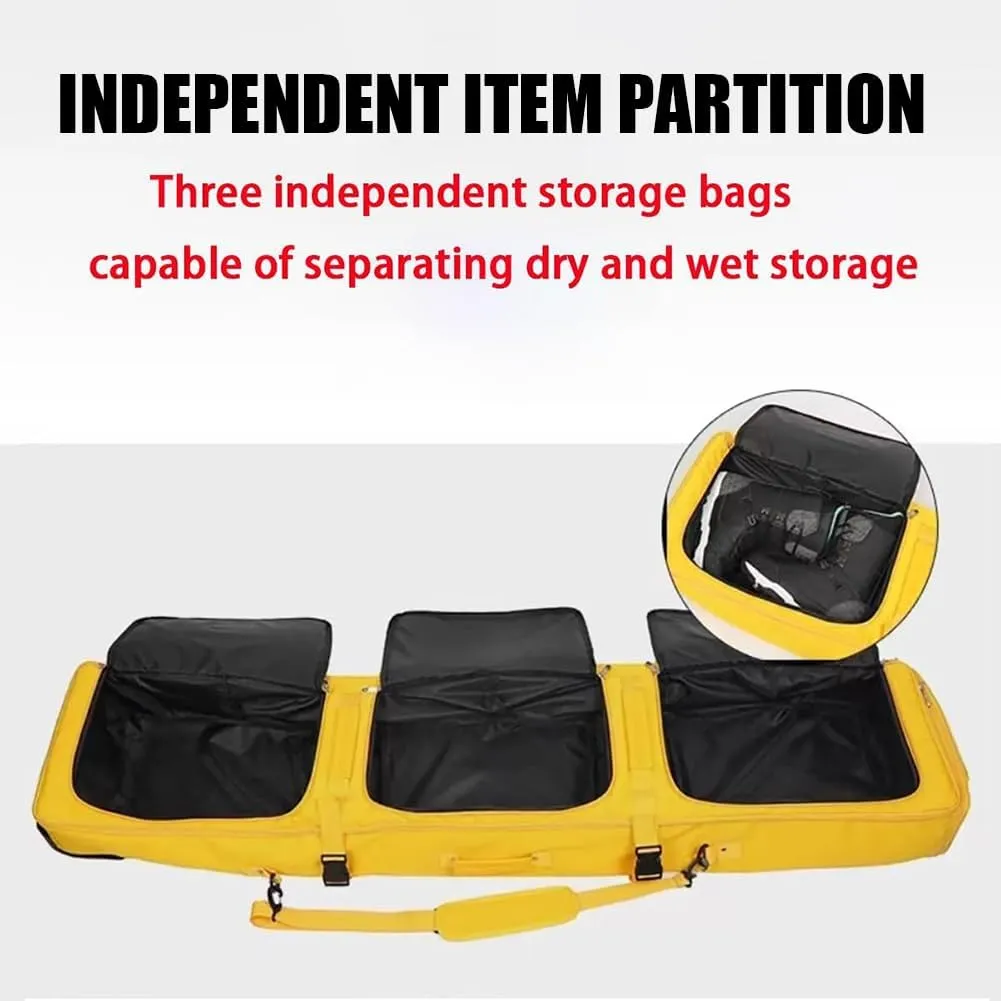 Rolling Nylon Ski Gear Backpack, Mobile Professional Ski Boot Bag Backpack, Large Capacity Travel Backpack for Ski & Snowboard Boots,Ski Luggage Backpack, Snowboard Gear Carrier