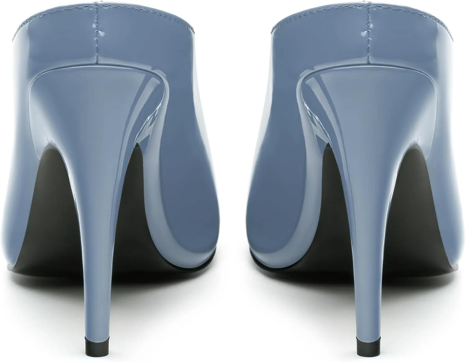 ROSERWISH Heeled Mules for Woman High Heel Mules Slip on Casual Slide Mules Square Toe Stiletto Heels Patent Comfortable Fashion Dress Shoes