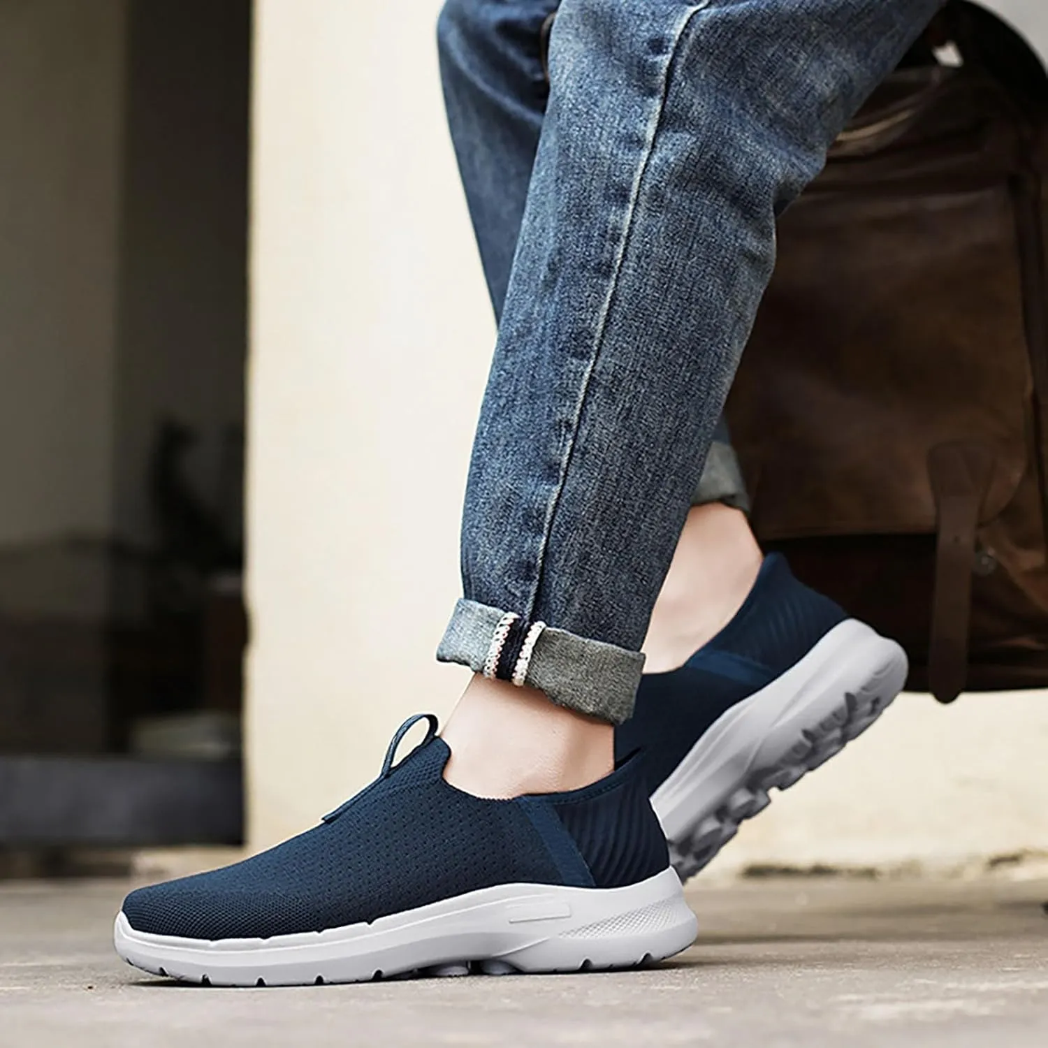 Running Shoes for Men Wide Feet Brown Casual Shoes White Sneakers Women's Soft Sole Mesh Comfort Orthopedic Waterproof Tennis Shoe Loafers Casual Slip On