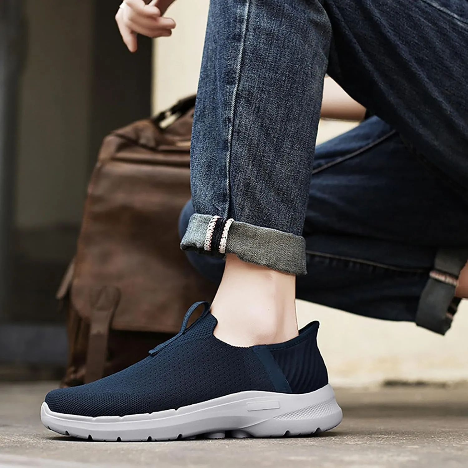 Running Shoes for Men Wide Feet Brown Casual Shoes White Sneakers Women's Soft Sole Mesh Comfort Orthopedic Waterproof Tennis Shoe Loafers Casual Slip On