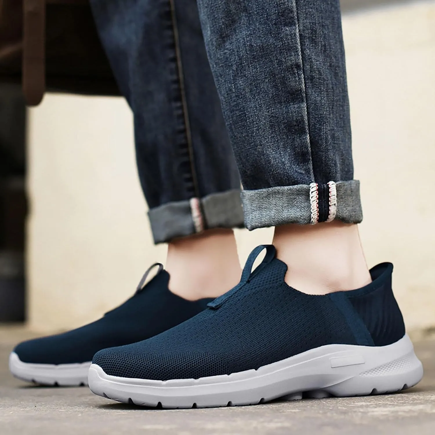 Running Shoes for Men Wide Feet Brown Casual Shoes White Sneakers Women's Soft Sole Mesh Comfort Orthopedic Waterproof Tennis Shoe Loafers Casual Slip On