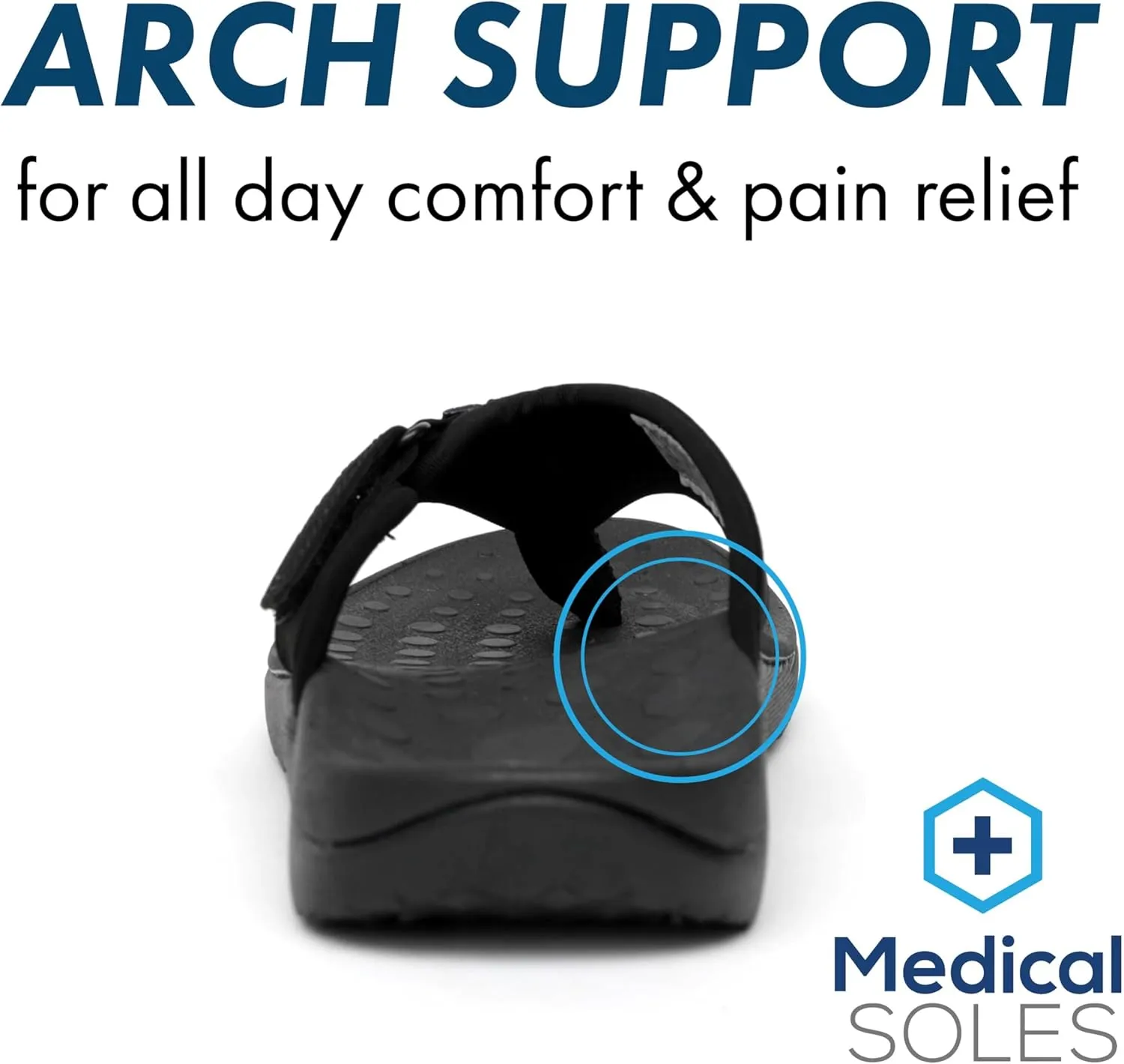 RX Unisex Slide & Flip-Flop Sandals -Orthotic Recovery Sandal with Comfortable Arch Support and Adjustable Strap for Foot and Leg Pain Relief, for Men and Women