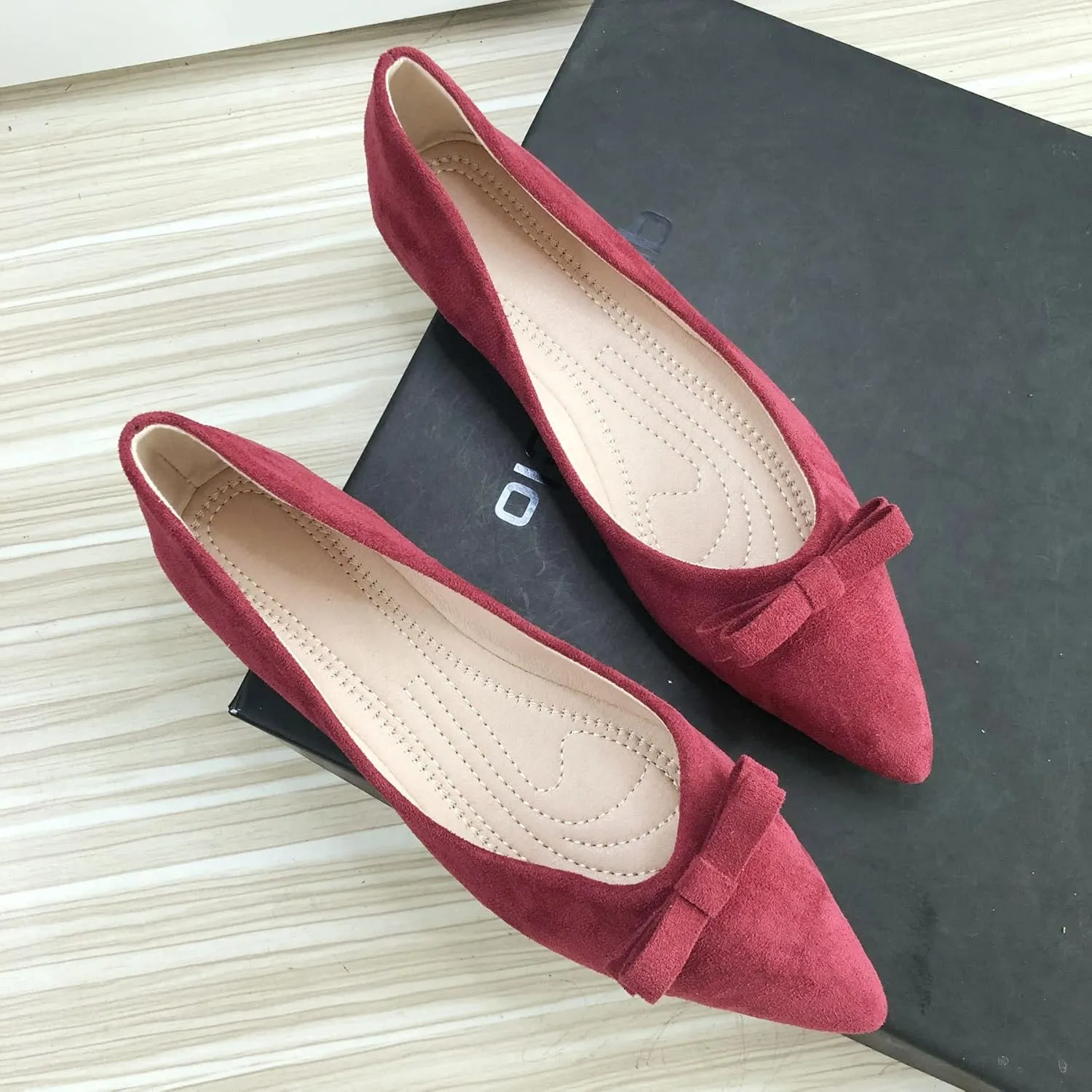 SAILING LU Bowknot Flat Shoes for Women Dressy Slip-ons Loafers Comfortable Moccasins Pointed Toe Ballerina Walking Flats Shoes Wear to Work