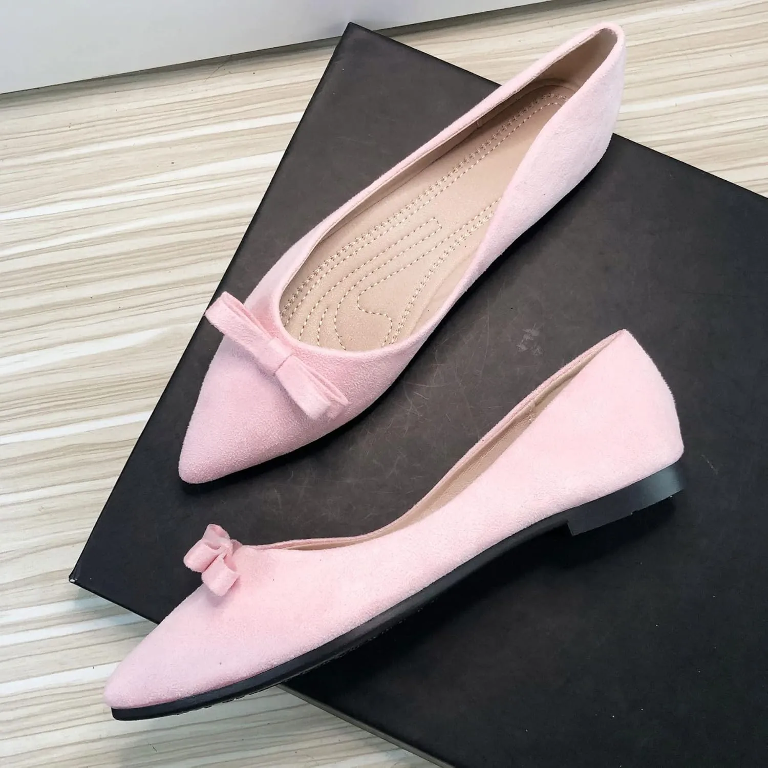 SAILING LU Bowknot Flat Shoes for Women Dressy Slip-ons Loafers Comfortable Moccasins Pointed Toe Ballerina Walking Flats Shoes Wear to Work