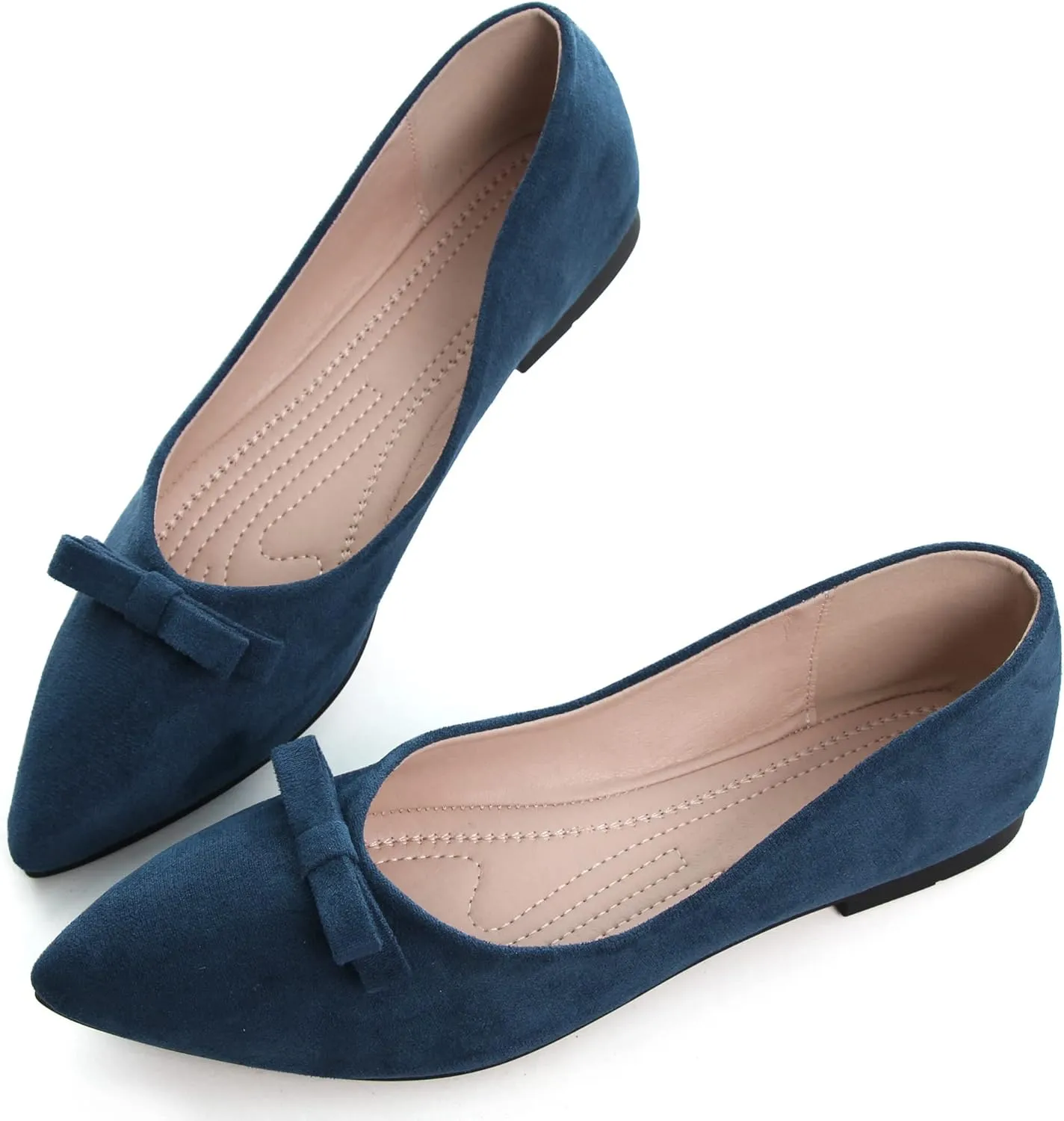 SAILING LU Bowknot Flat Shoes for Women Dressy Slip-ons Loafers Comfortable Moccasins Pointed Toe Ballerina Walking Flats Shoes Wear to Work