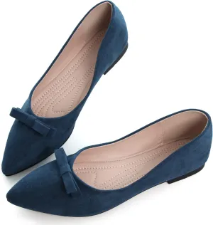 SAILING LU Bowknot Flat Shoes for Women Dressy Slip-ons Loafers Comfortable Moccasins Pointed Toe Ballerina Walking Flats Shoes Wear to Work