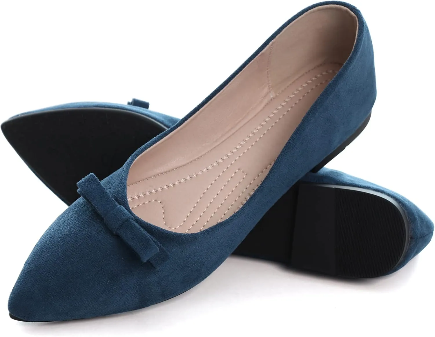 SAILING LU Bowknot Flat Shoes for Women Dressy Slip-ons Loafers Comfortable Moccasins Pointed Toe Ballerina Walking Flats Shoes Wear to Work
