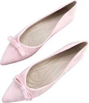 SAILING LU Bowknot Flat Shoes for Women Dressy Slip-ons Loafers Comfortable Moccasins Pointed Toe Ballerina Walking Flats Shoes Wear to Work