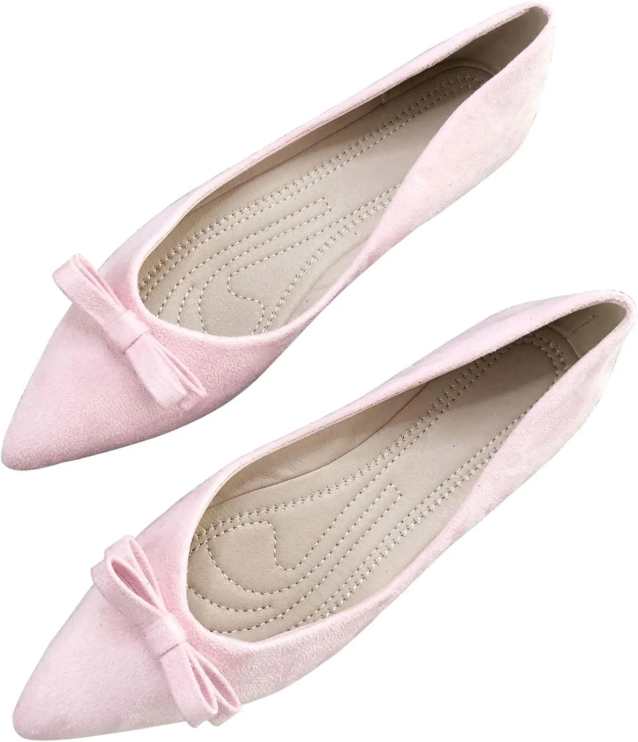SAILING LU Bowknot Flat Shoes for Women Dressy Slip-ons Loafers Comfortable Moccasins Pointed Toe Ballerina Walking Flats Shoes Wear to Work