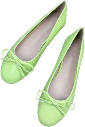 SAILING LU Women's Cute Bow-Knot Round Toe Ballet Flats Dressy Comfortable Flat Shoes Wedding Party Flats Elegant Slip On Loafers