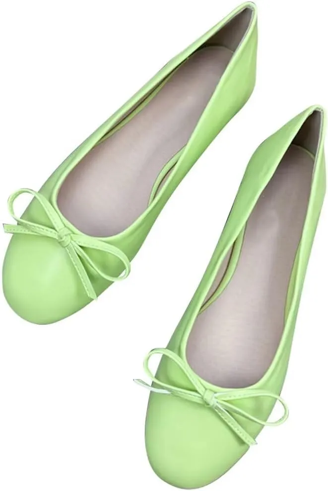 SAILING LU Women's Cute Bow-Knot Round Toe Ballet Flats Dressy Comfortable Flat Shoes Wedding Party Flats Elegant Slip On Loafers