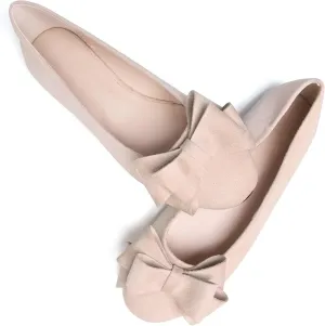 SAILING LU Women's Round Toe Ballerina Shoes Cute Bow Flats Comfortable Soft Suede Slip-ons Solid Color Office Lady Walking Loafers