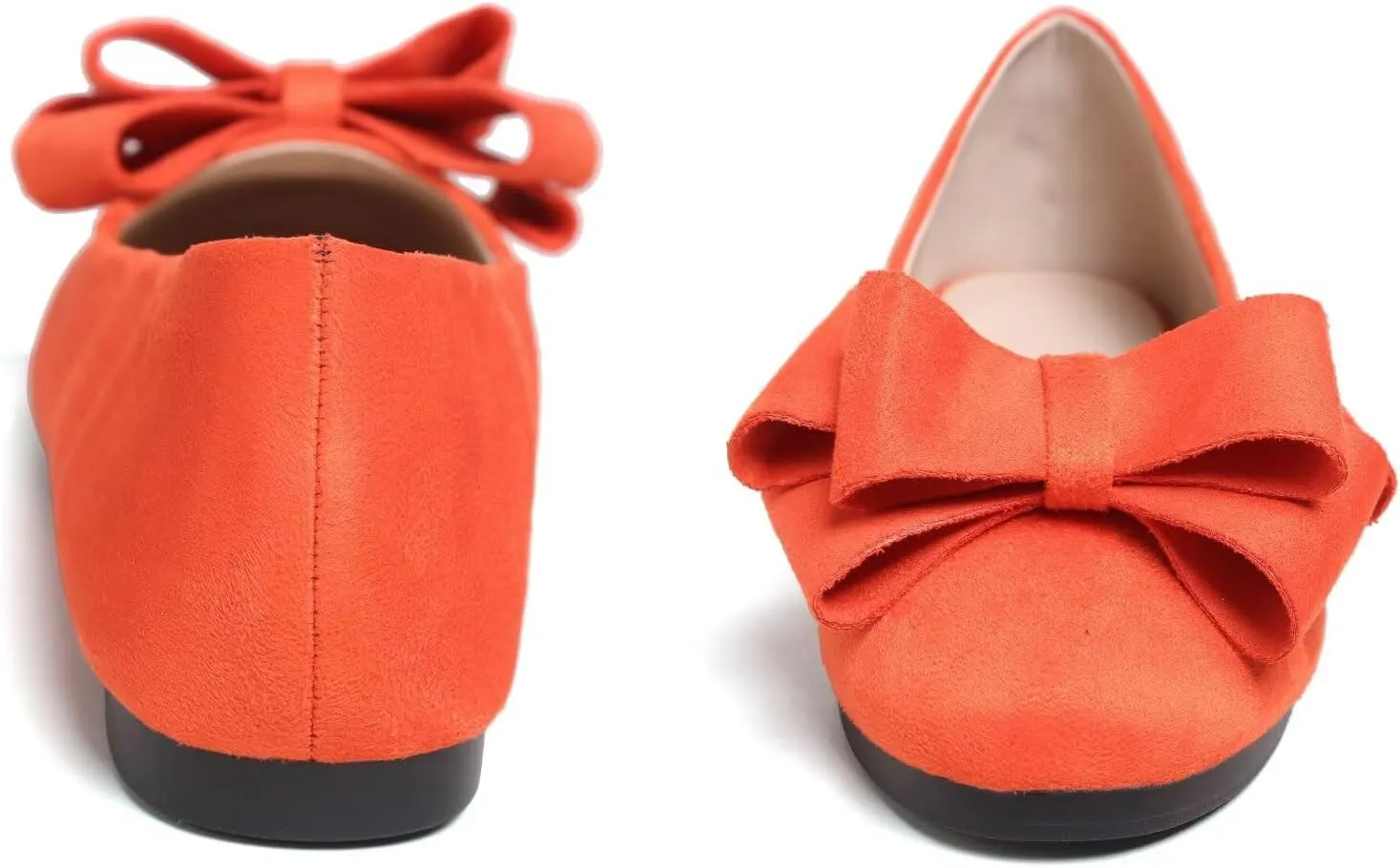 SAILING LU Women's Round Toe Ballerina Shoes Cute Bow Flats Comfortable Soft Suede Slip-ons Solid Color Office Lady Walking Loafers