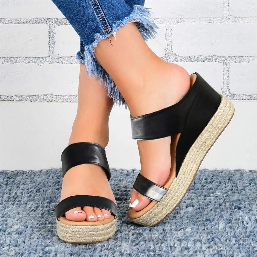 Sandals for Women 2025 Summer Dressy, 2025 Summer Shoes Platform Sandals Women Fashion Wedges Mid Heels Open Toe Espadrilles Slip on Shoes