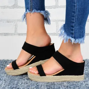 Sandals for Women 2025 Summer Dressy, 2025 Summer Shoes Platform Sandals Women Fashion Wedges Mid Heels Open Toe Espadrilles Slip on Shoes