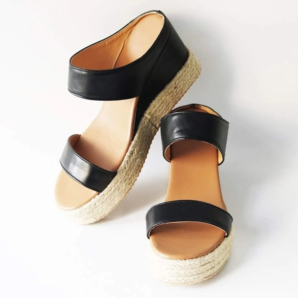 Sandals for Women 2025 Summer Dressy, 2025 Summer Shoes Platform Sandals Women Fashion Wedges Mid Heels Open Toe Espadrilles Slip on Shoes