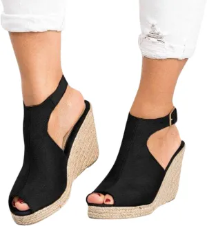 Sandals for Women Wide Width,Open Toe Ankle Strap Wedges Sandal Sexy Snakeskin Flatform Sandals Slingbacks Heeled Sandals