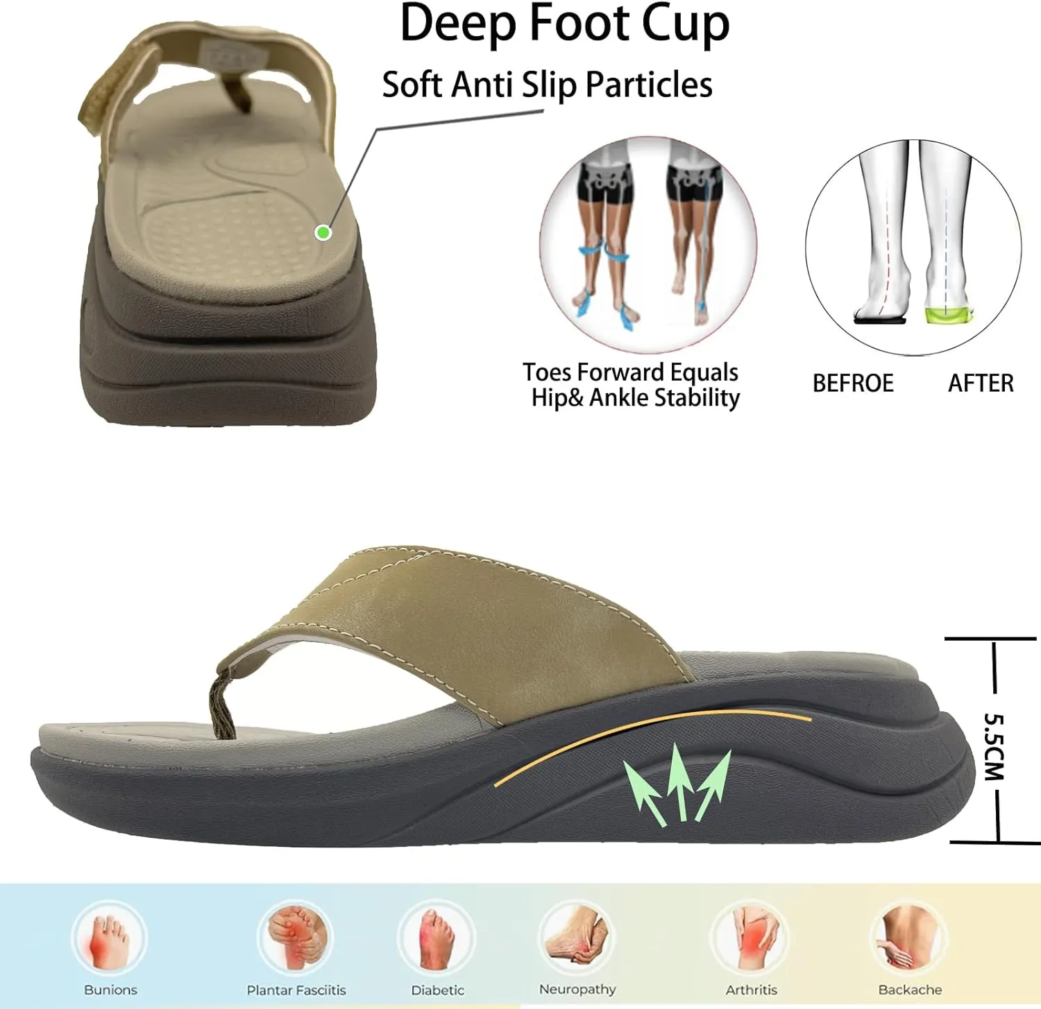 Sandals for Women with Adjustable Width Arch Support Orthotic for Swollen Feet | Foot Pain Relief