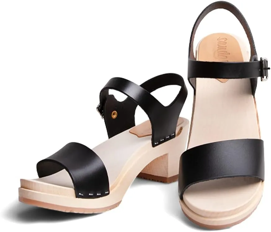 Sandgrens Handmade Swedish Wood Clogs for Women, High Heel Sandals | Vienna High