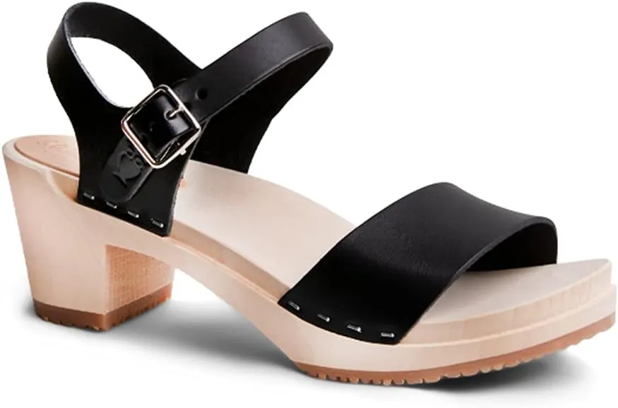 Sandgrens Handmade Swedish Wood Clogs for Women, High Heel Sandals | Vienna High