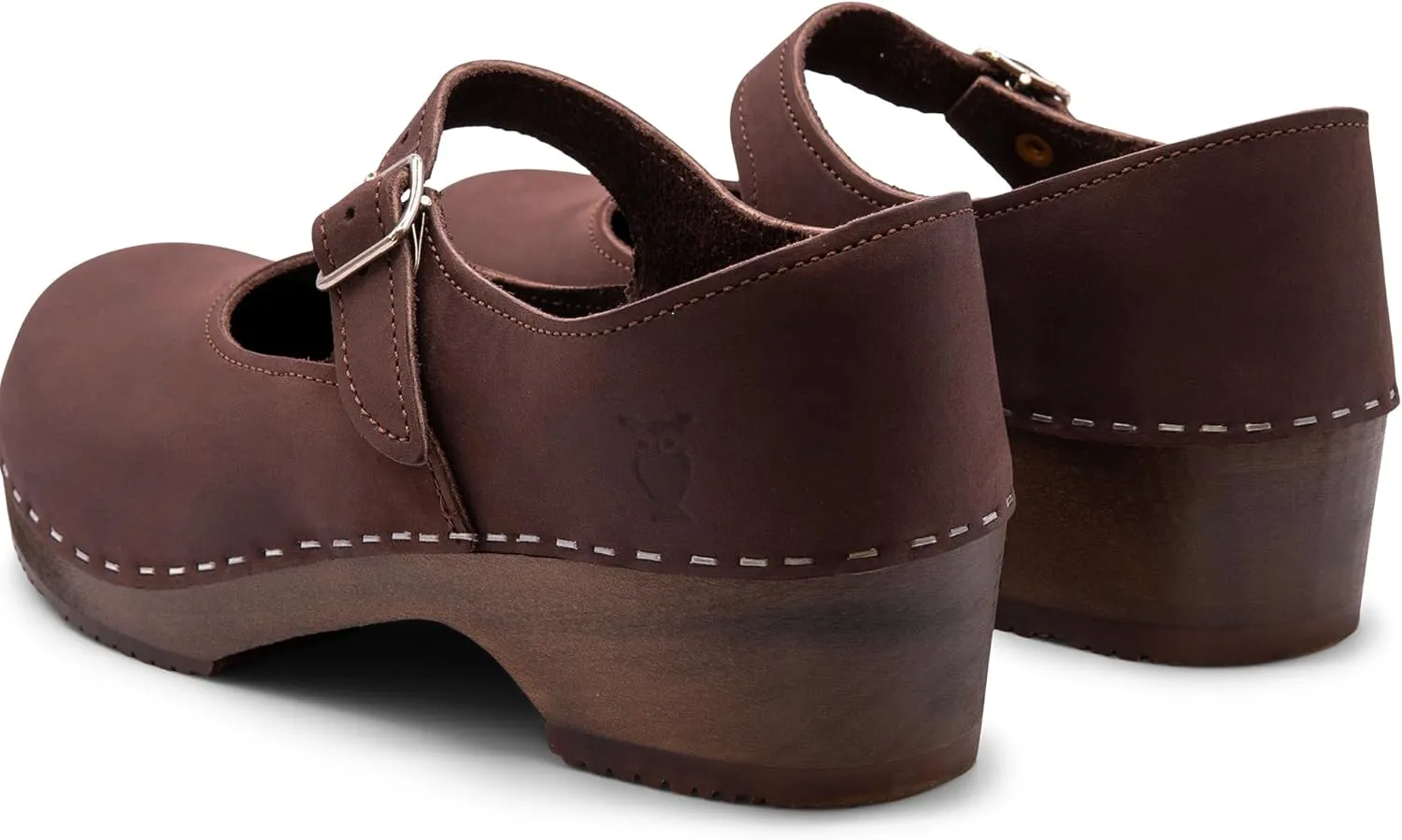 Sandgrens Handmade Swedish Wood Clogs for Women, Low Heel Sandals | Mary Jane