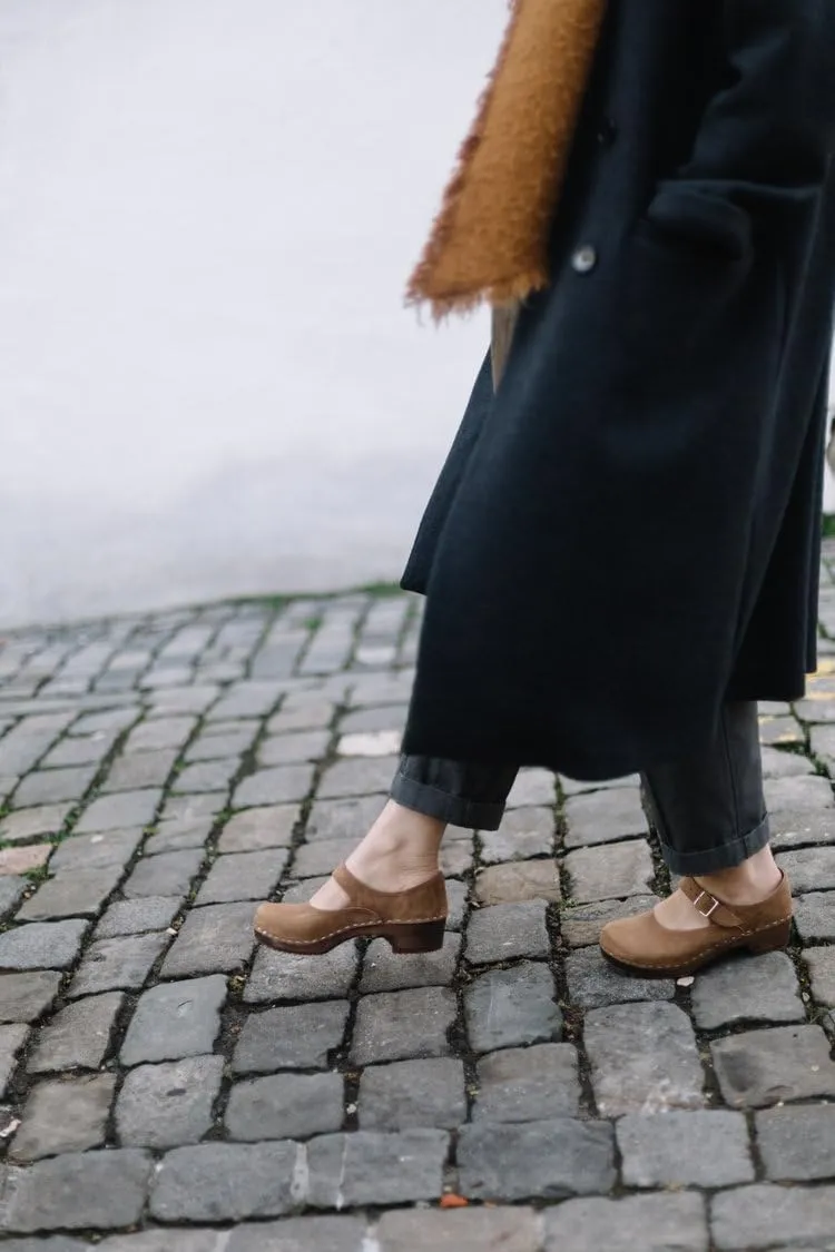 Sandgrens Handmade Swedish Wood Clogs for Women, Low Heel Sandals | Mary Jane