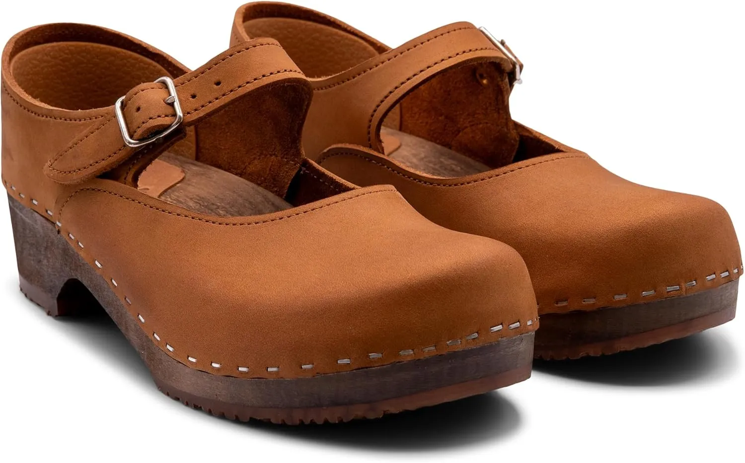 Sandgrens Handmade Swedish Wood Clogs for Women, Low Heel Sandals | Mary Jane