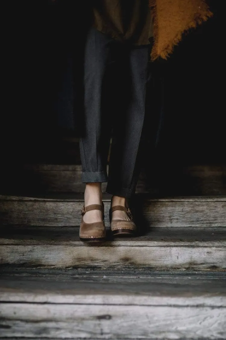 Sandgrens Handmade Swedish Wood Clogs for Women, Low Heel Sandals | Mary Jane