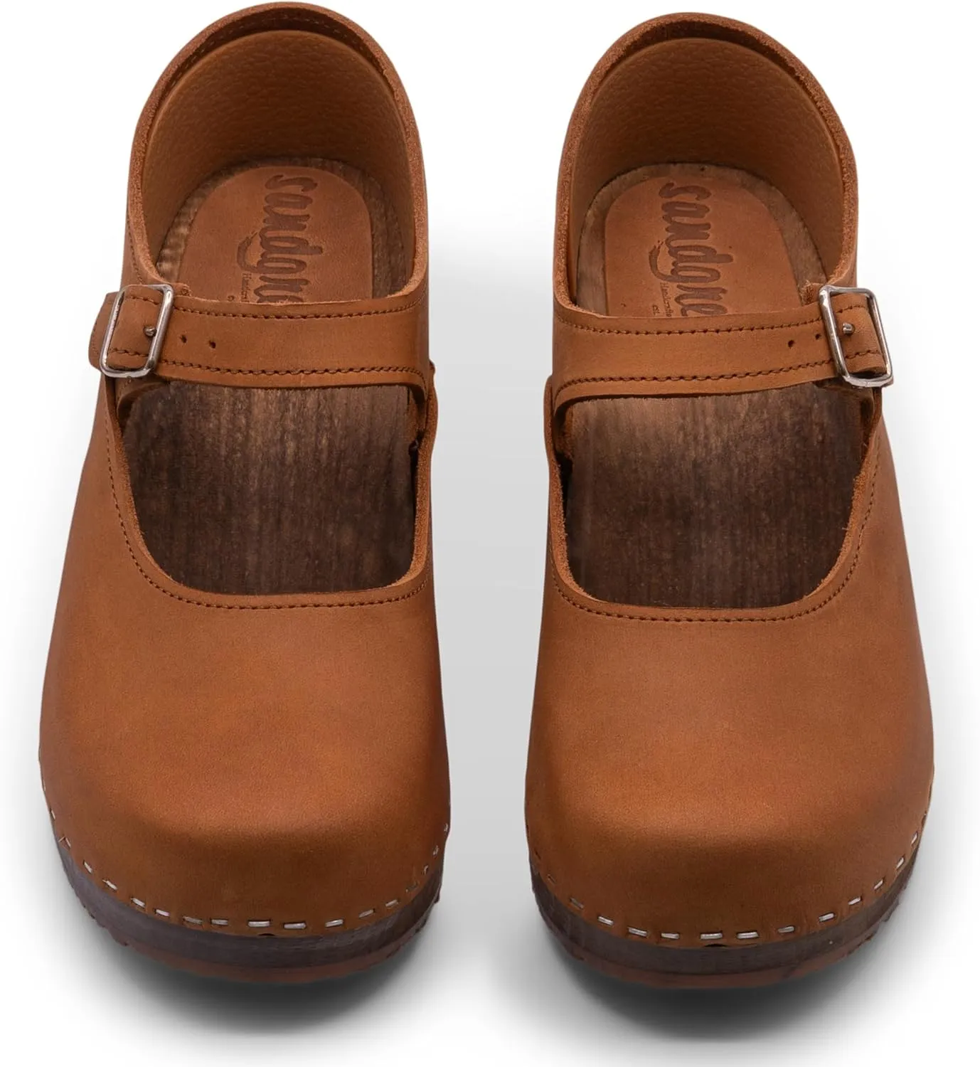 Sandgrens Handmade Swedish Wood Clogs for Women, Low Heel Sandals | Mary Jane