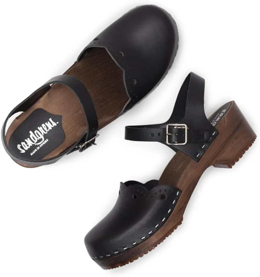 Sandgrens Handmade Swedish Wood Clogs for Women, Low Heel Sandals | Milan