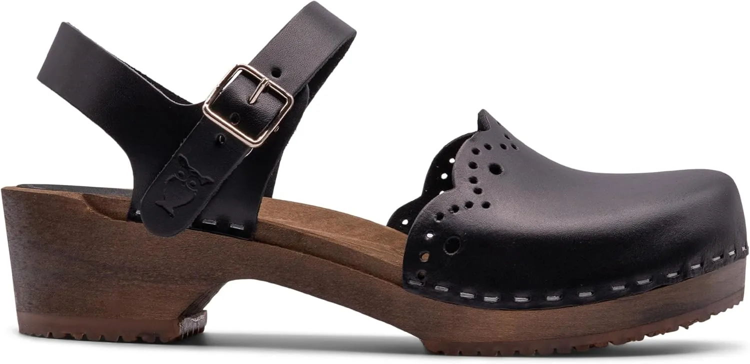 Sandgrens Handmade Swedish Wood Clogs for Women, Low Heel Sandals | Milan