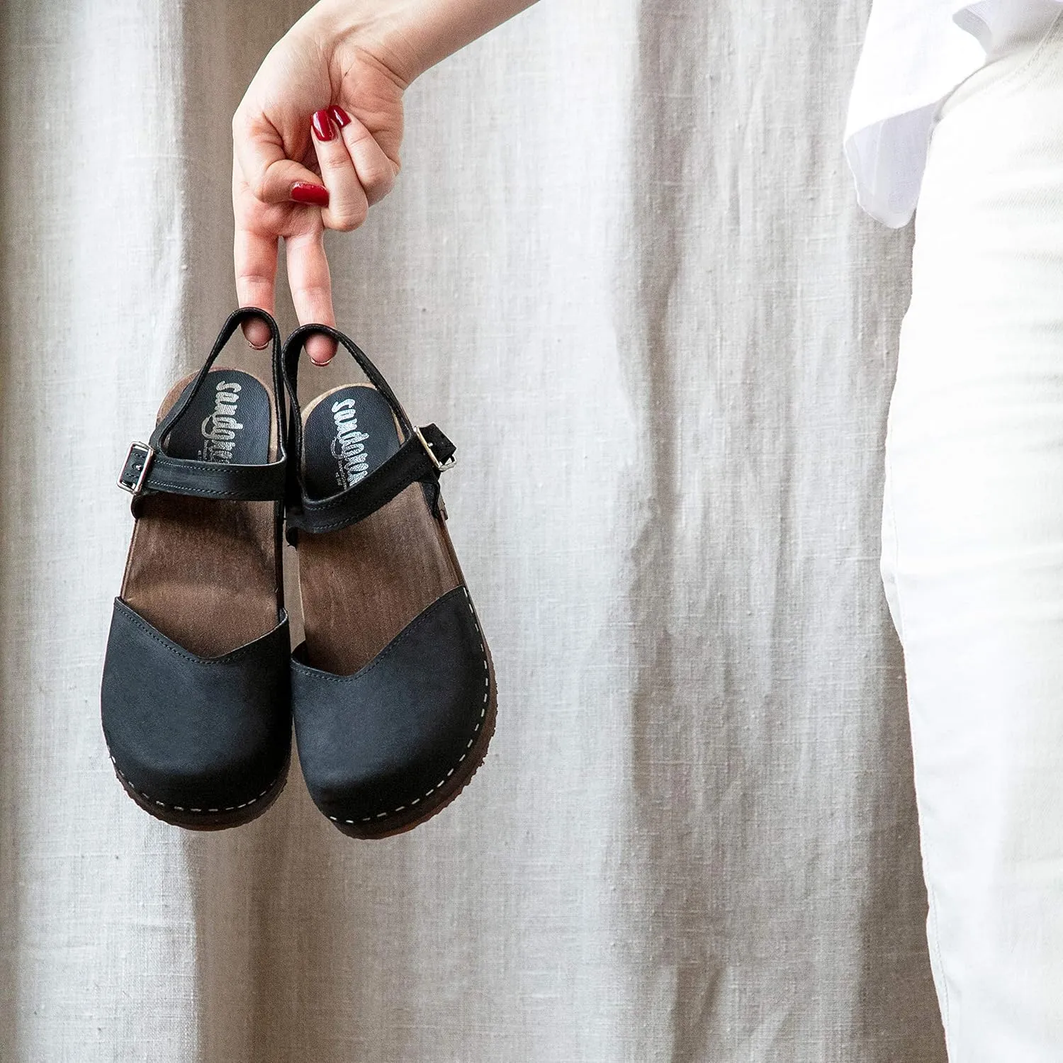 Sandgrens Handmade Swedish Wood Clogs for Women, Low Heel Sandals | Saragasso