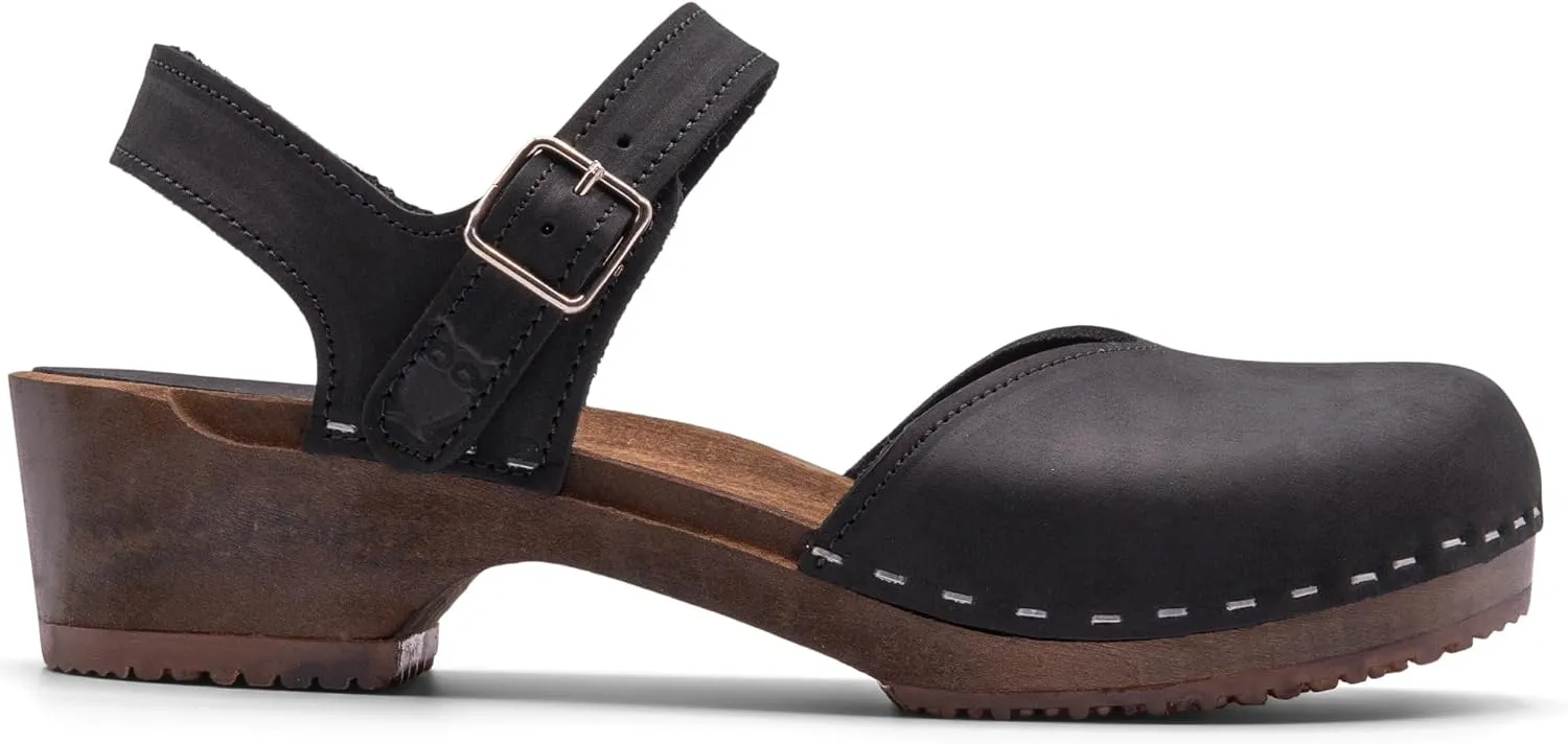 Sandgrens Handmade Swedish Wood Clogs for Women, Low Heel Sandals | Saragasso