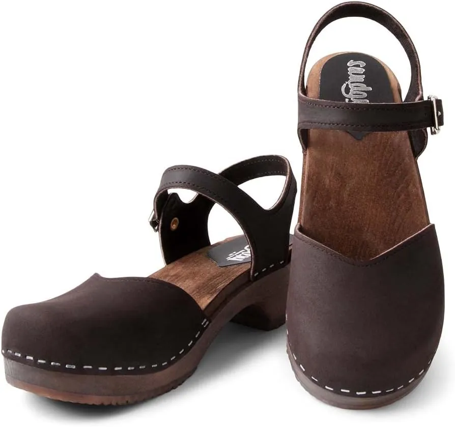 Sandgrens Handmade Swedish Wood Clogs for Women, Low Heel Sandals | Saragasso