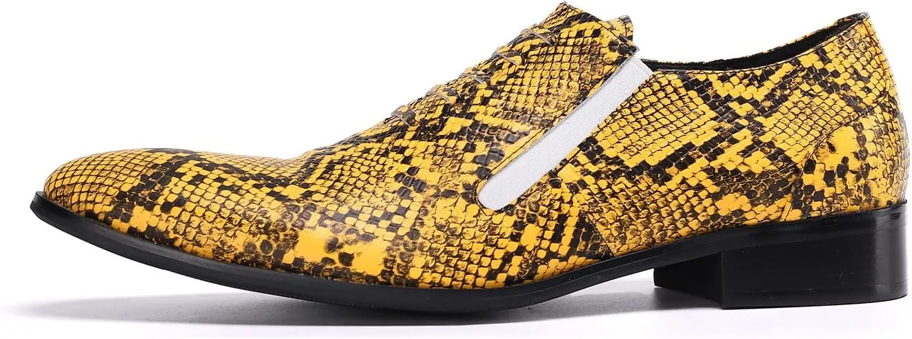 Santimon Mens Dress Driving Loafers Snake Print Leather Classic Casual Plain Toe Multicolor Office Wedding Party Tuxedo Fashion Shoes