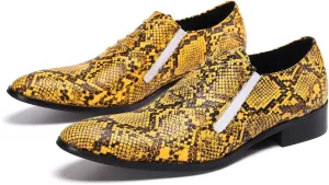 Santimon Mens Dress Driving Loafers Snake Print Leather Classic Casual Plain Toe Multicolor Office Wedding Party Tuxedo Fashion Shoes