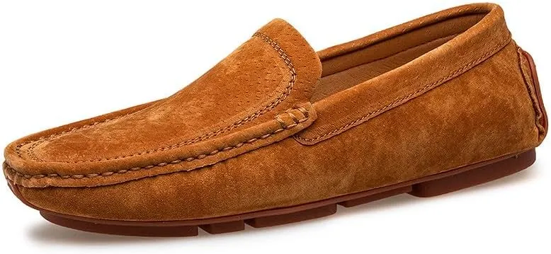 Santimon Mens Driving Penny Loafers Suede Moccasins Slip On Casual Dress Wide Boat Shoes