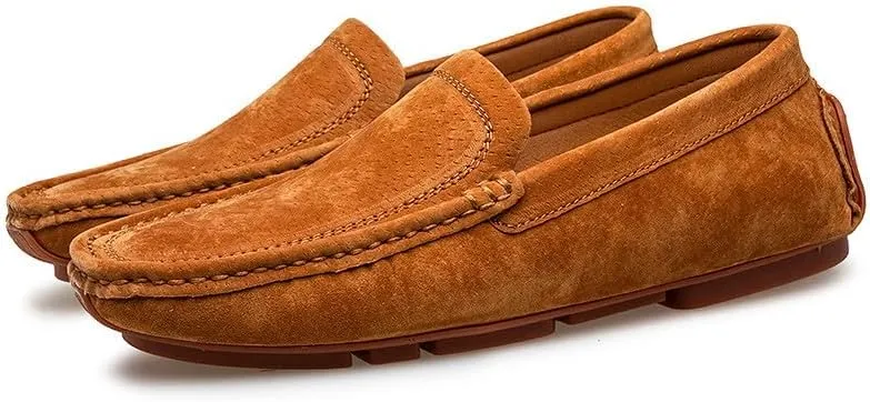 Santimon Mens Driving Penny Loafers Suede Moccasins Slip On Casual Dress Wide Boat Shoes