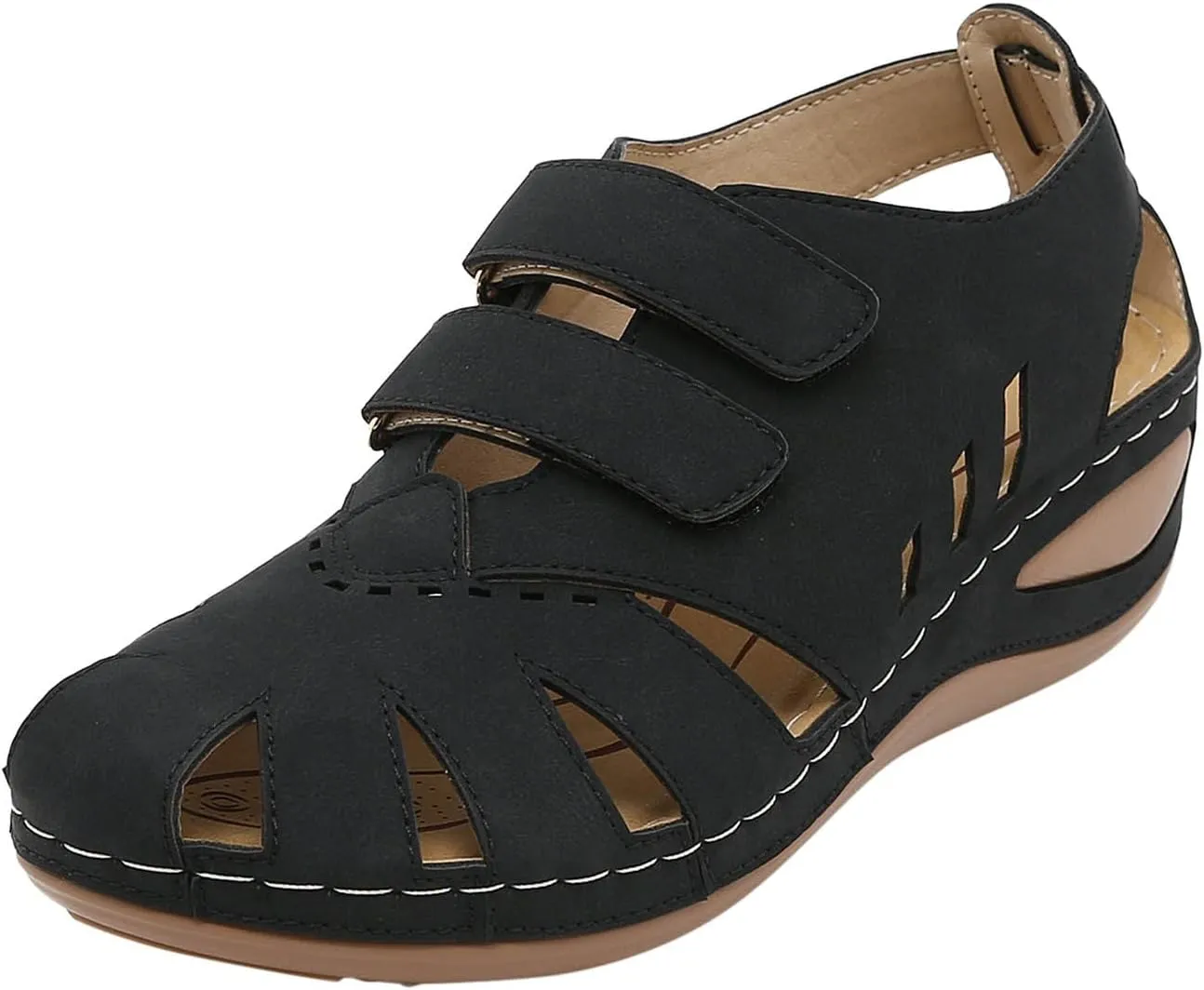 SBGMoSJ Womens Plantar Fasciitis Shoes Orthopedic Diabetic Walking Shoes Walking Sandals Women Red Sandals for Women Wedge Brown Leather Sandals Womens Block Heel Sandals