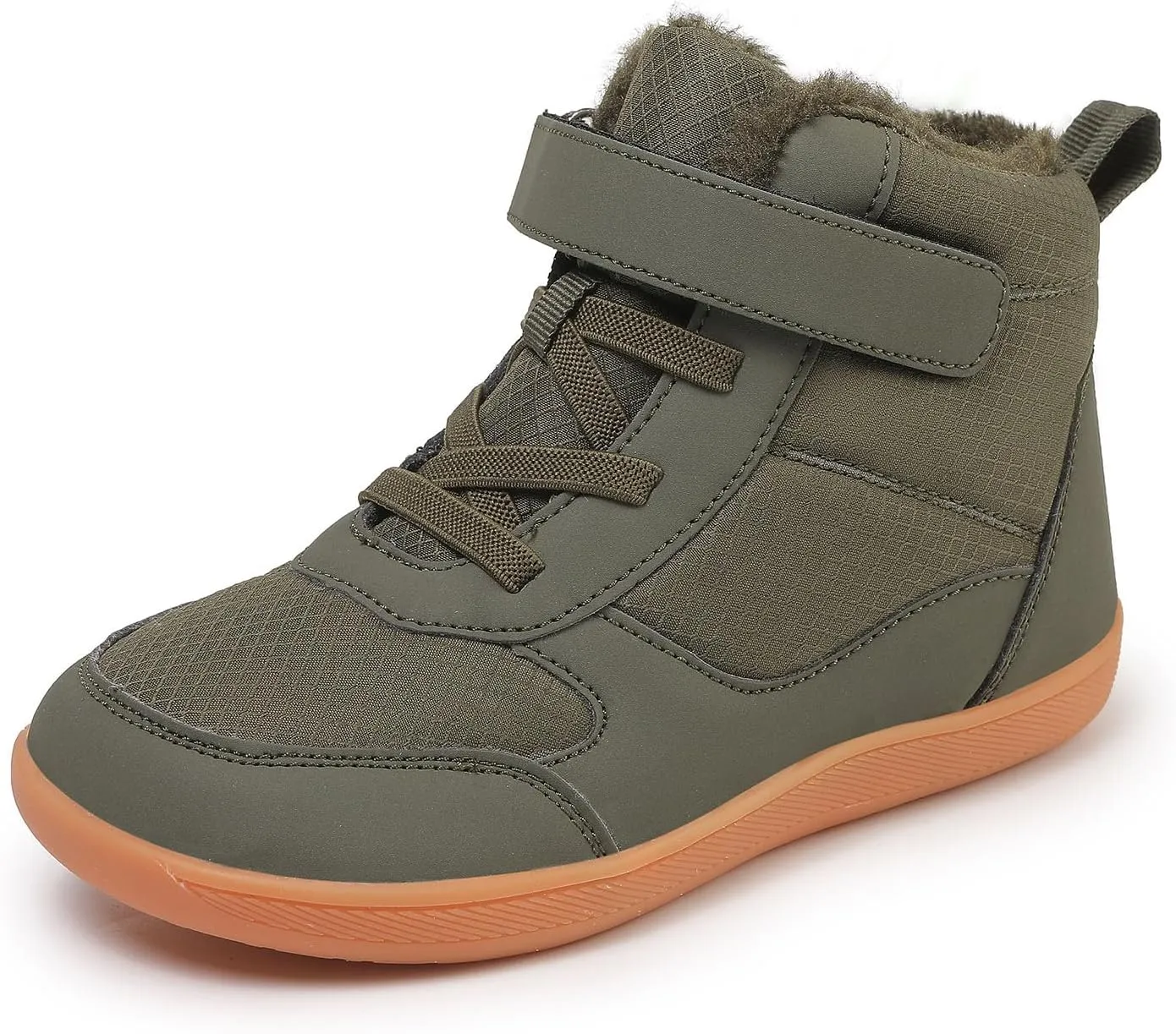 SECHRITE Toddler Kids Wide Barefoot Winter Boots High Top Girls Boys Warm Snow Boots Waterproof Non-Slip Minimalist Boots| Natural Growth
