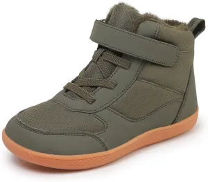 SECHRITE Toddler Kids Wide Barefoot Winter Boots High Top Girls Boys Warm Snow Boots Waterproof Non-Slip Minimalist Boots| Natural Growth