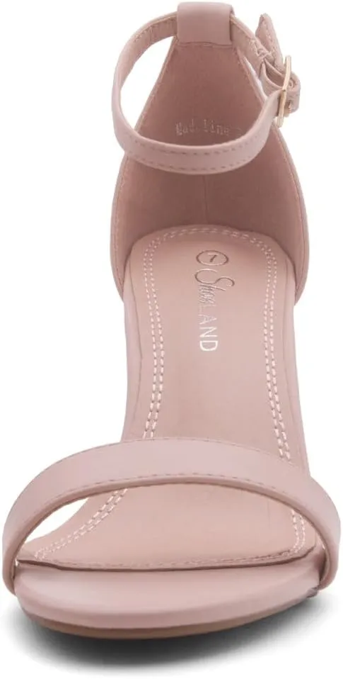 Shoe Land Madeline Women's Low Heels Open Toe Dress Heels with Ankle Strap-Chunky Heeled Sandals, Block Short Heels Pumps Shoes for Wedding Prom and Office