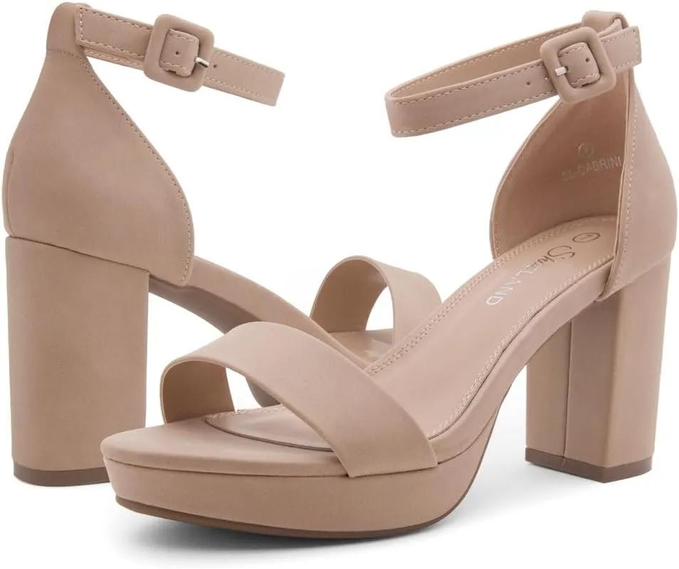 Shoe Land SL-Cabrini Women's Platform Heels, Open Toe Chunky Block Heeled Sandals with Ankle Strap – Dressy High Heel Sandals for Prom, Wedding, and Party