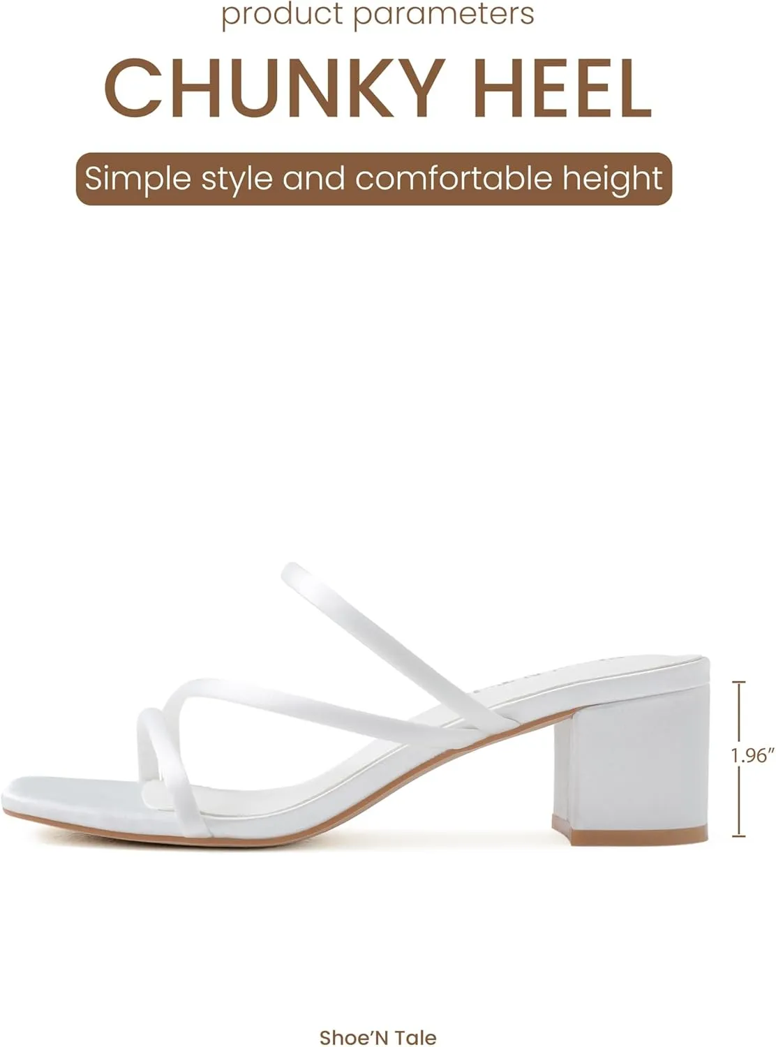 Shoe'N Tale Strappy Heels For Women Low Chunky Block Heel Heeled Sandals Square Open Toe Slip On Slides Mules