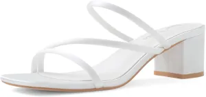 Shoe'N Tale Strappy Heels For Women Low Chunky Block Heel Heeled Sandals Square Open Toe Slip On Slides Mules