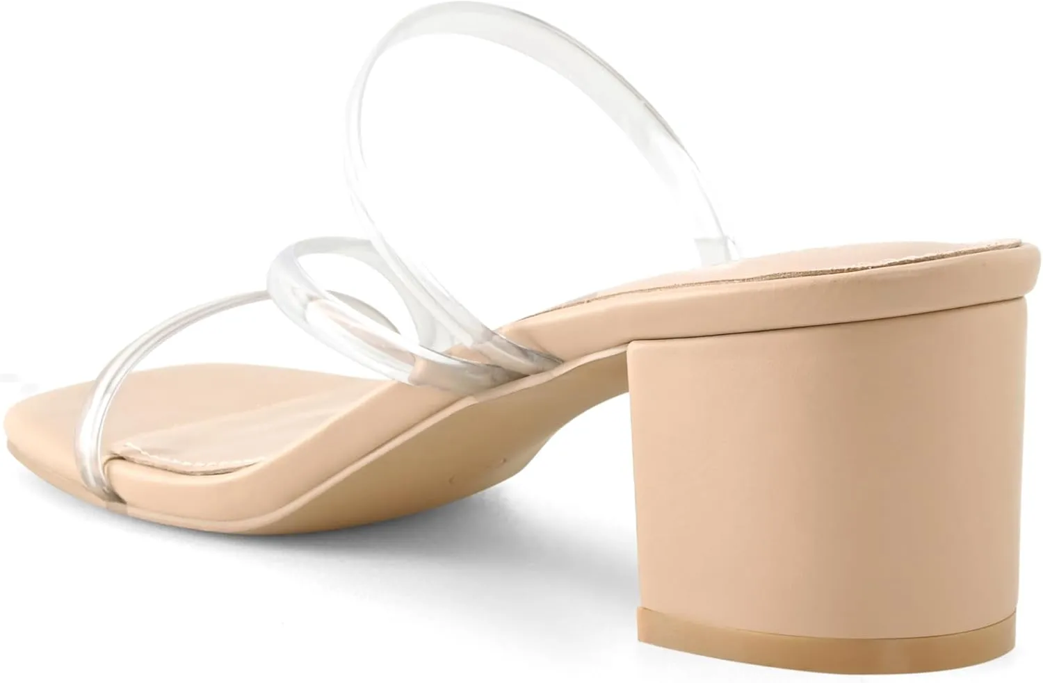 Shoe'N Tale Strappy Heels For Women Low Chunky Block Heel Heeled Sandals Square Open Toe Slip On Slides Mules